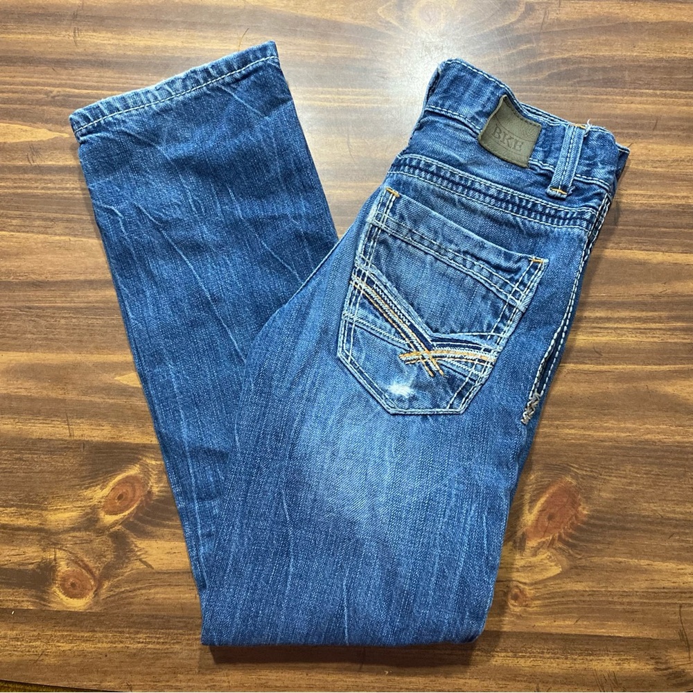 BKE Buckle Boys Youth Conner Straight Leg Jeans Size 10 Dark Wash Stretch Denim